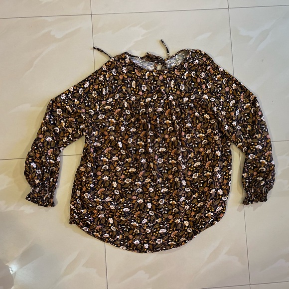 KNOX ROSE Black Print Smocked Long Sleeve Tie Neck BOHO Hippie Blouse - XL - Picture 6 of 16